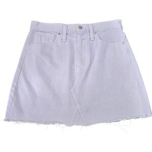 Madewell Garment Dyed Denim A-Line Skirt Women's Size 28 Lilac Purple Raw Hem